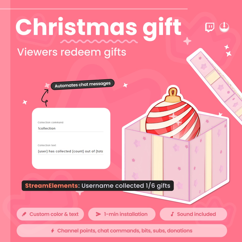Interactive Twitch Gift Widget Overlay - Viewer Reward System, Customizable Animated Blind box Widget