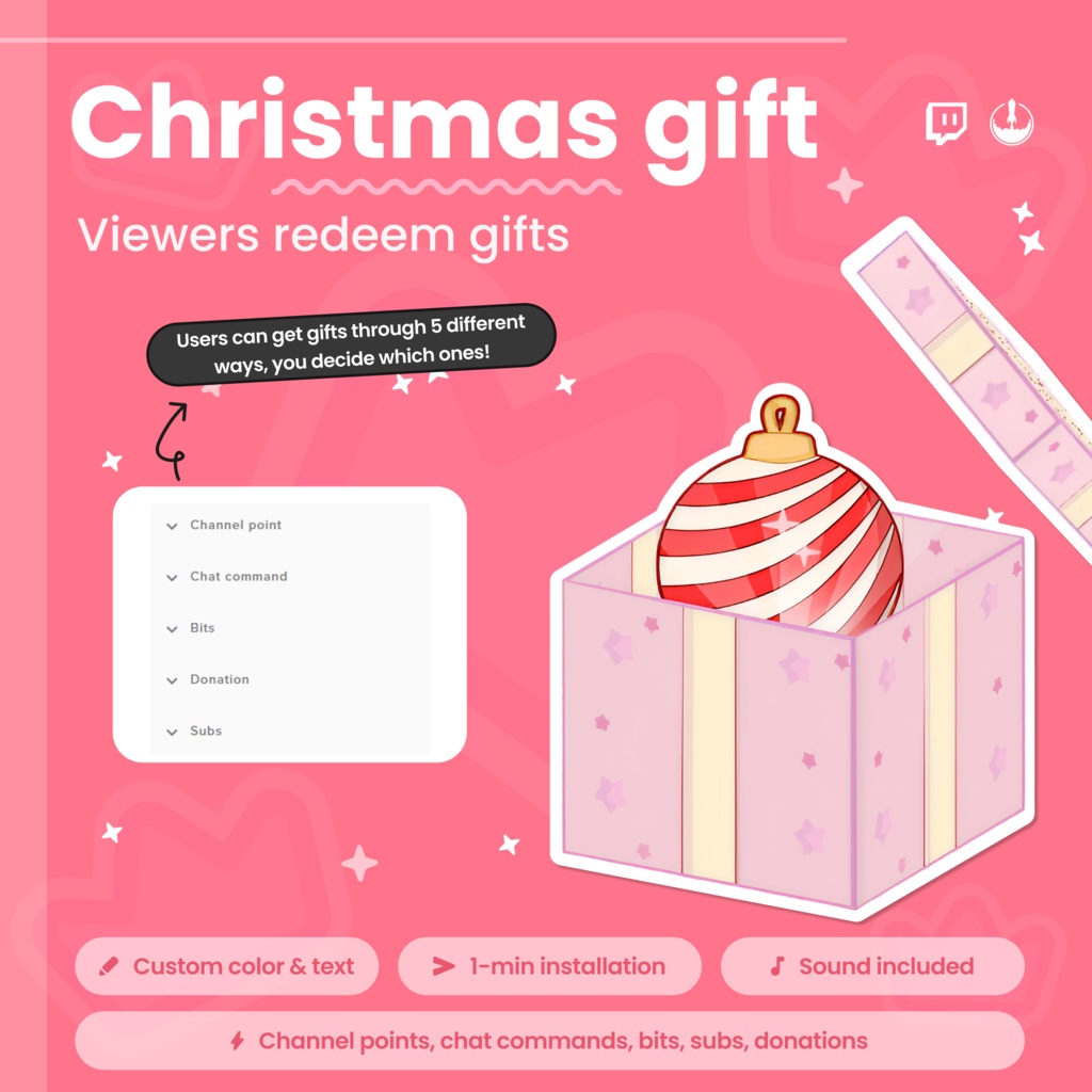 Interactive Twitch Gift Widget Overlay - Viewer Reward System, Customizable Animated Blind box Widget