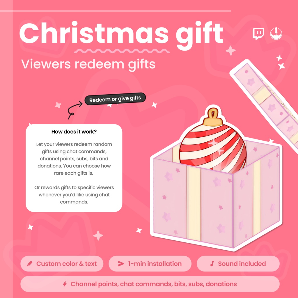 Interactive Twitch Gift Widget Overlay - Viewer Reward System, Customizable Animated Blind box Widget