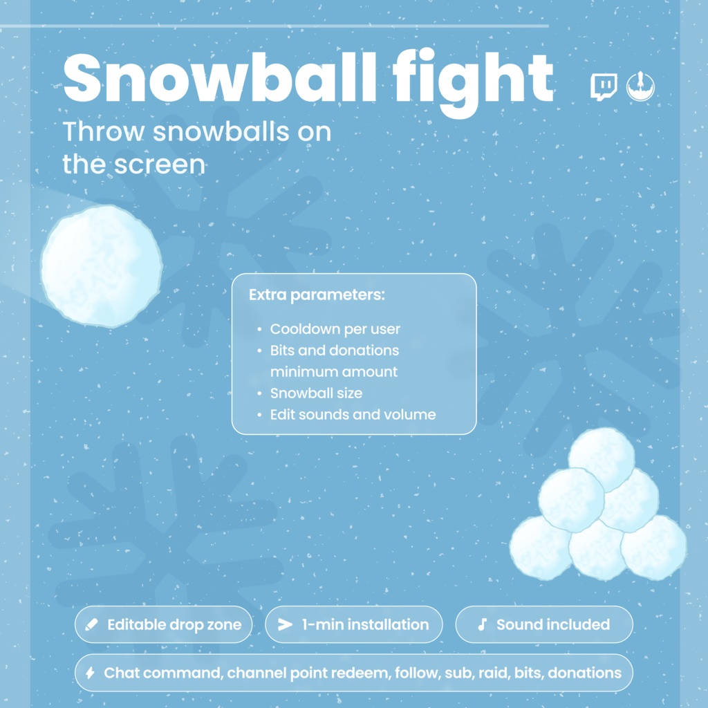 Interactive Snowball Fight Twitch Widget | Christmas Winter Animated Overlay