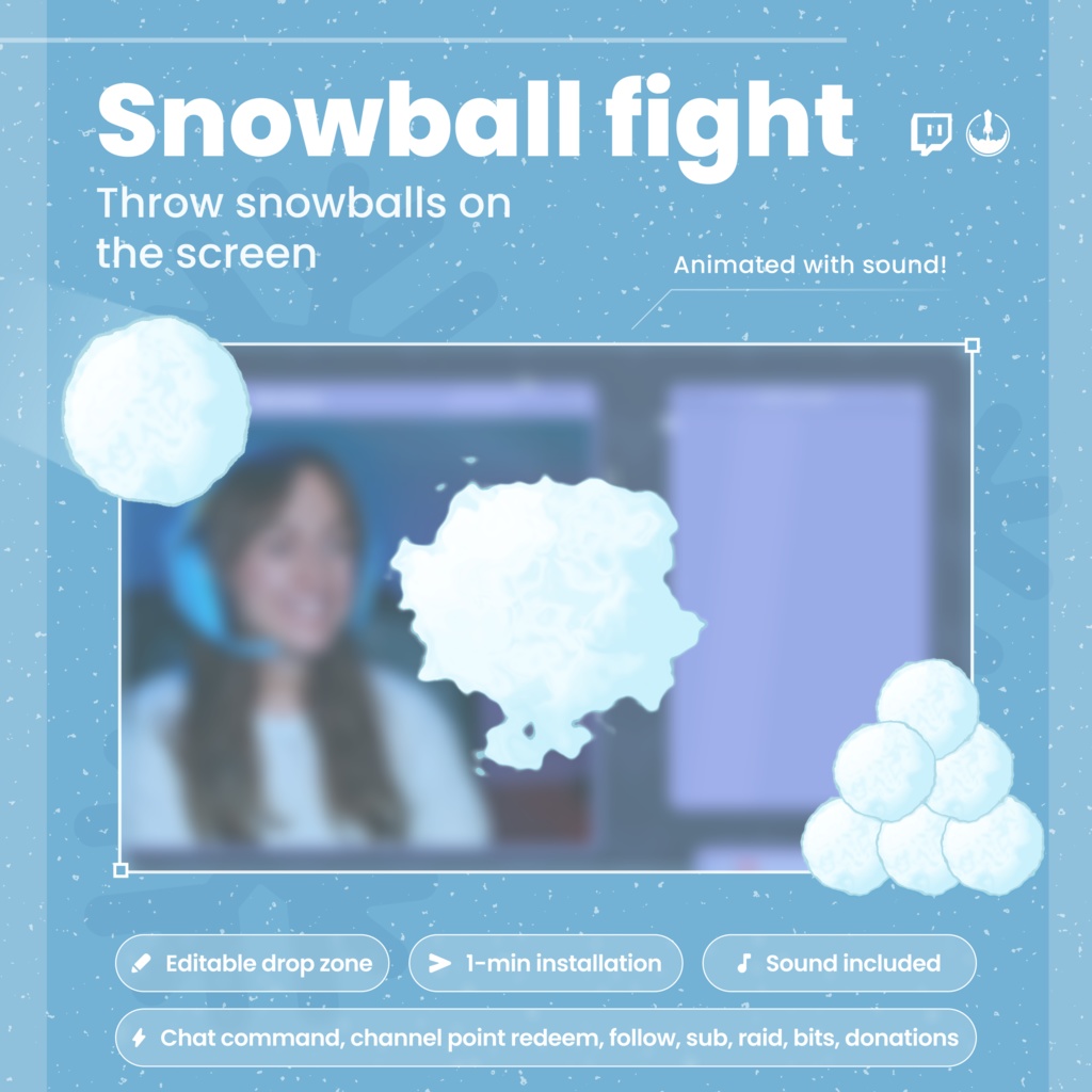 Interactive Snowball Fight Twitch Widget | Christmas Winter Animated Overlay