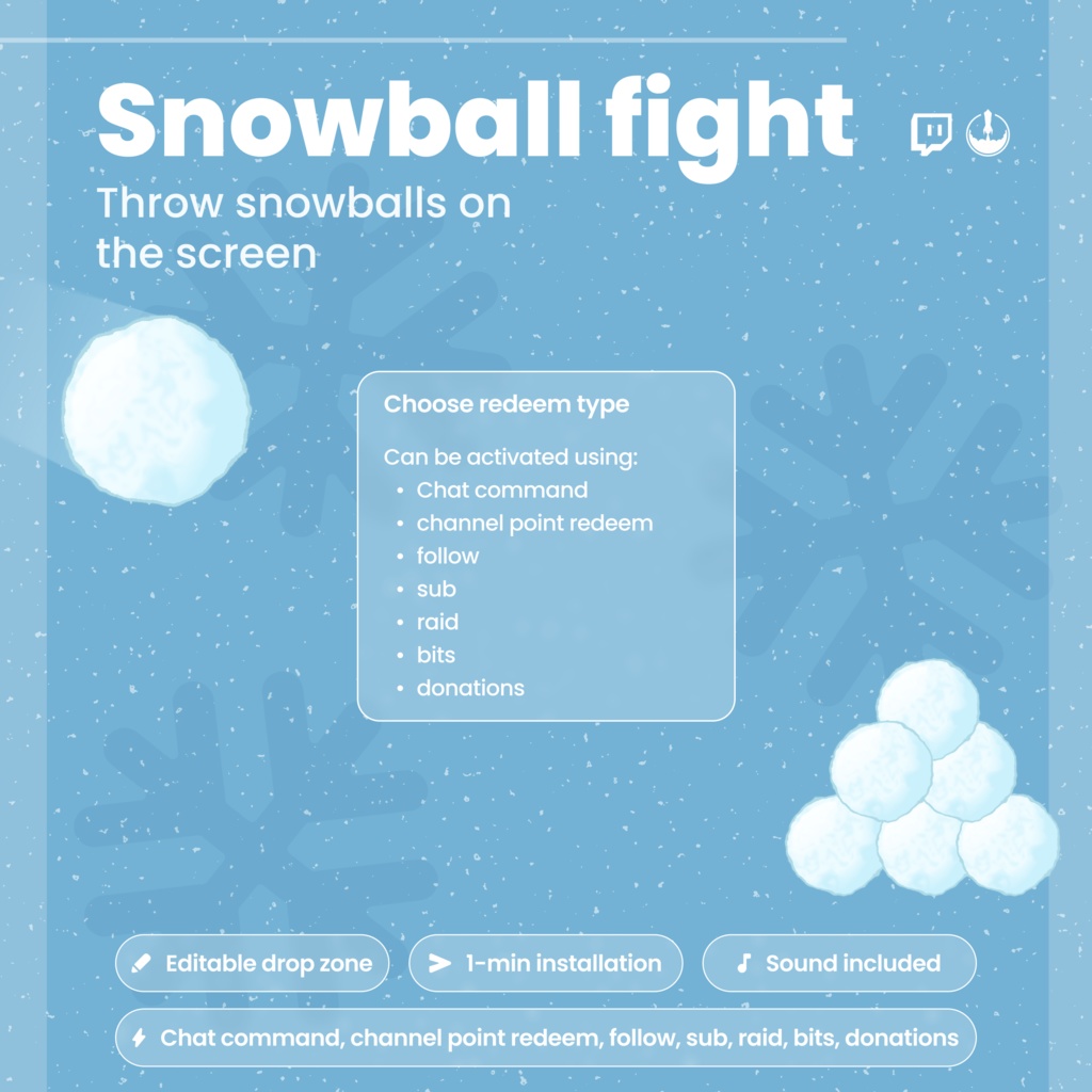 Interactive Snowball Fight Twitch Widget | Christmas Winter Animated Overlay