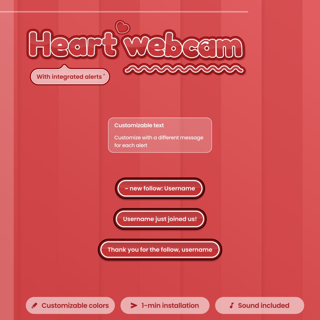 Heart Webcam Overlay Customizable with Integrated Alerts | Twitch Widget
