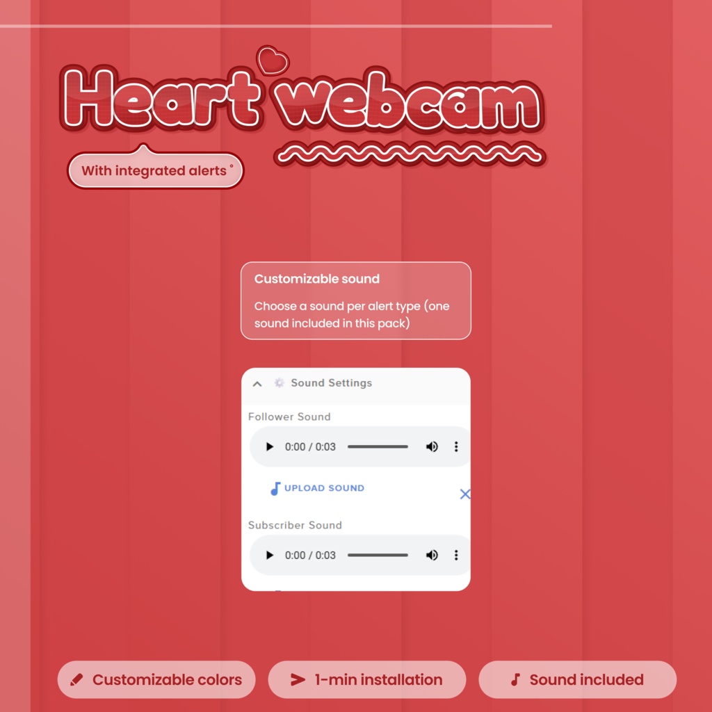 Heart Webcam Overlay Customizable with Integrated Alerts | Twitch Widget