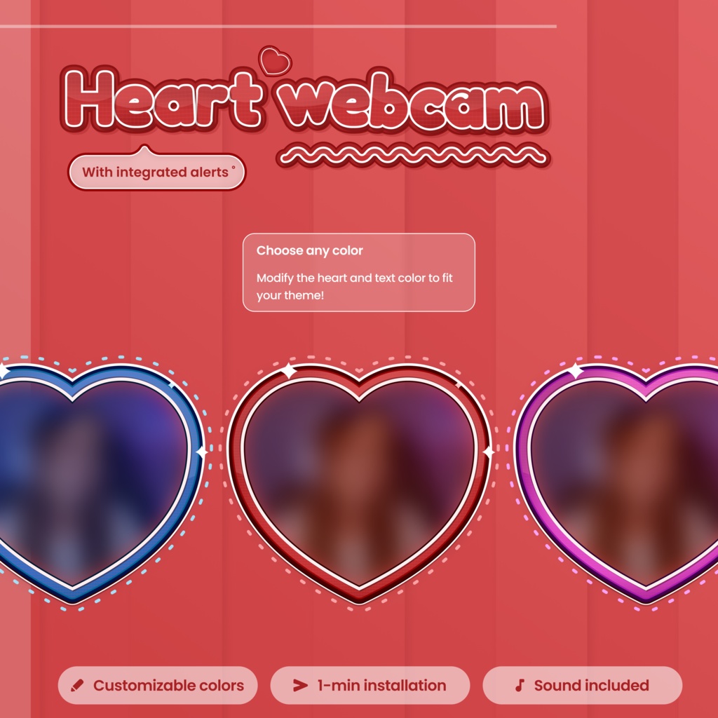 Heart Webcam Overlay Customizable with Integrated Alerts | Twitch Widget
