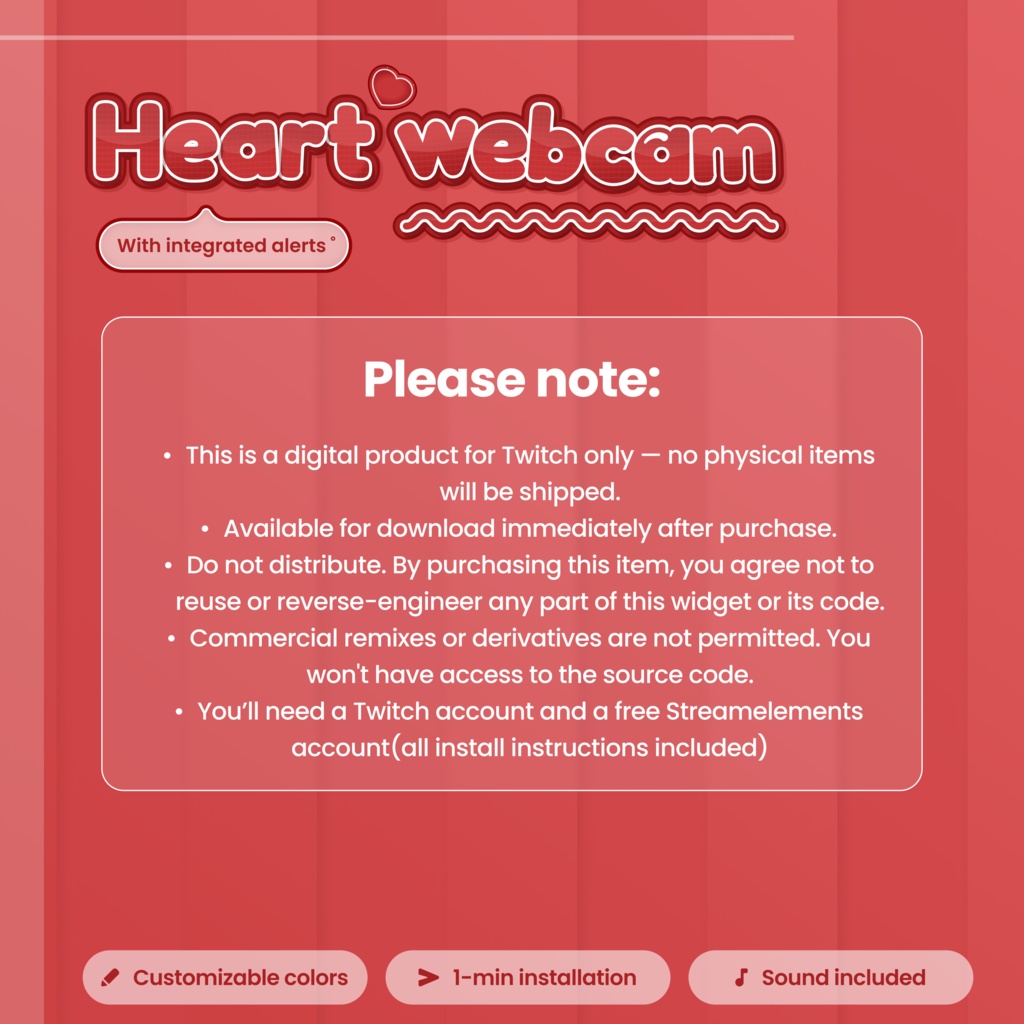 Heart Webcam Overlay Customizable with Integrated Alerts | Twitch Widget