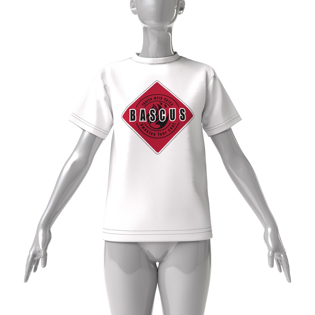 BASCUSビッグシルエットTシャツ白×ピンク