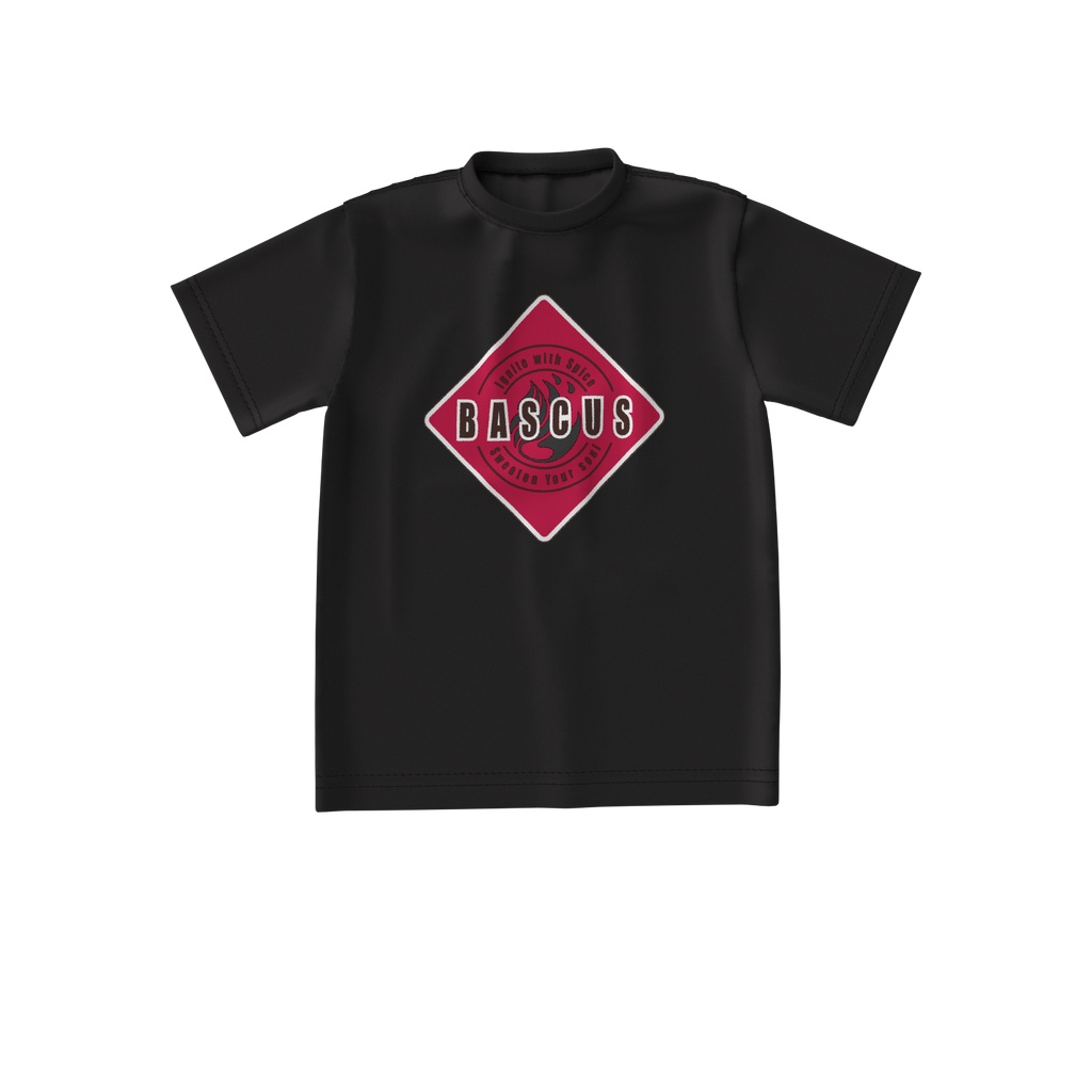 BASCUSビッグシルエットTシャツ黒×ピンク