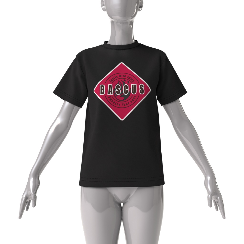 BASCUSビッグシルエットTシャツ黒×ピンク
