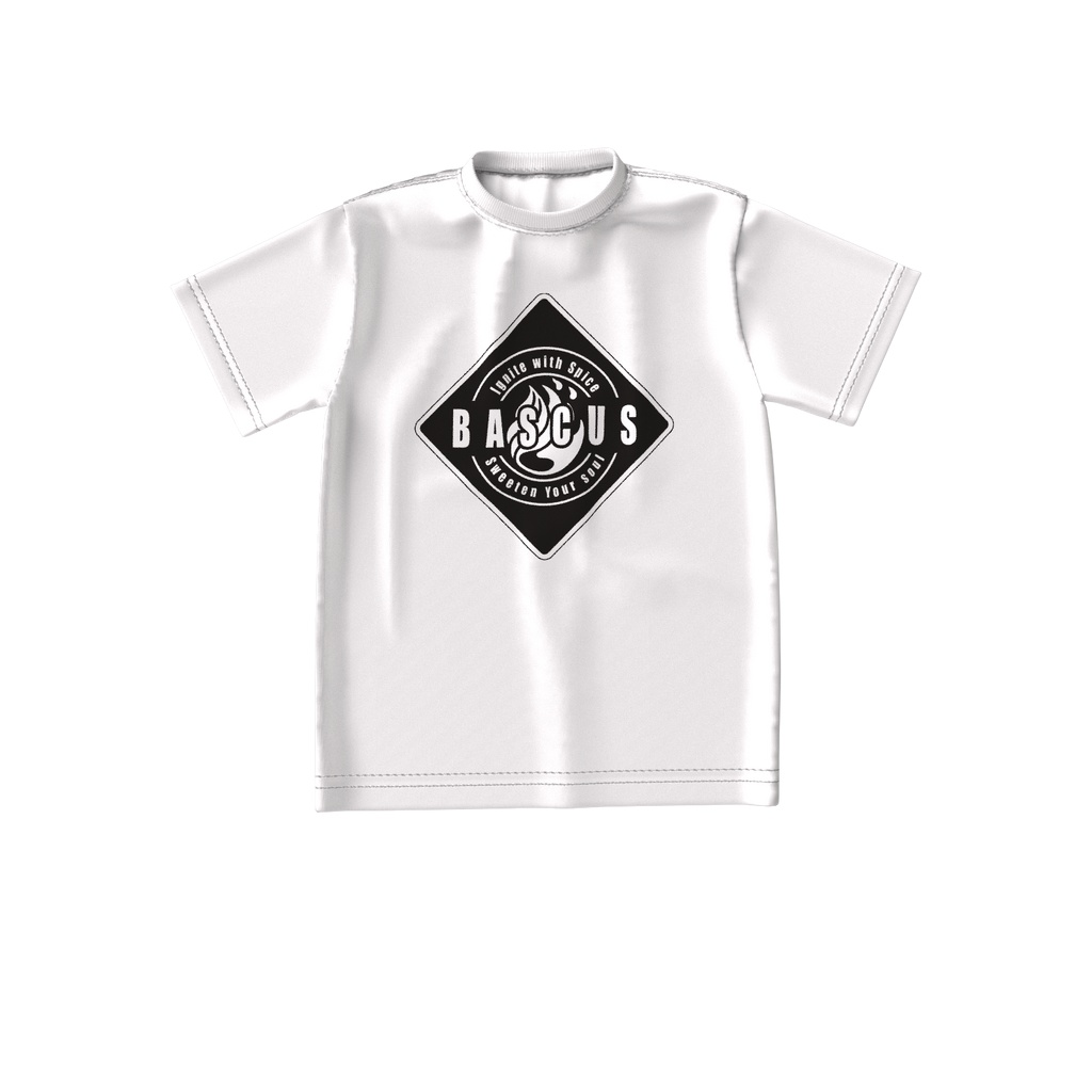 BASCUSビッグシルエットTシャツ白×黒