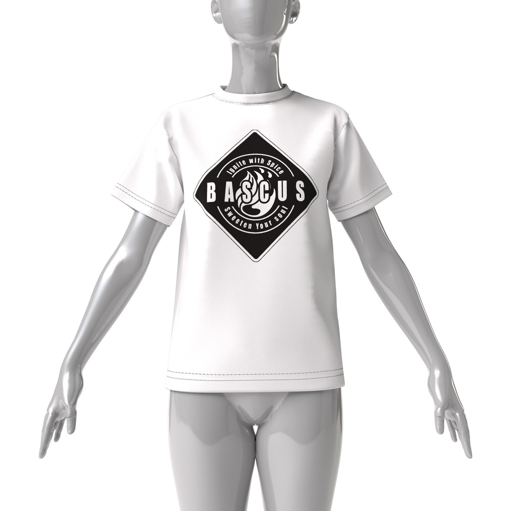BASCUSビッグシルエットTシャツ白×黒