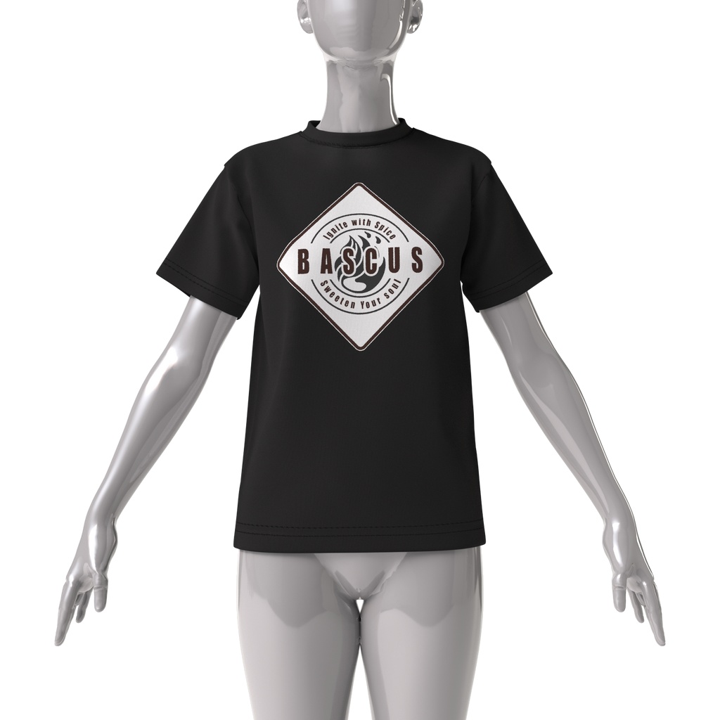 BASCUSビッグシルエットTシャツ黒×白