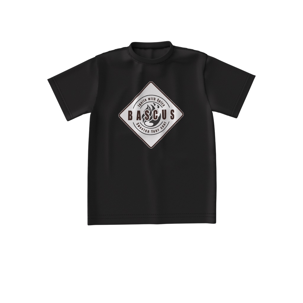 BASCUSビッグシルエットTシャツ黒×白