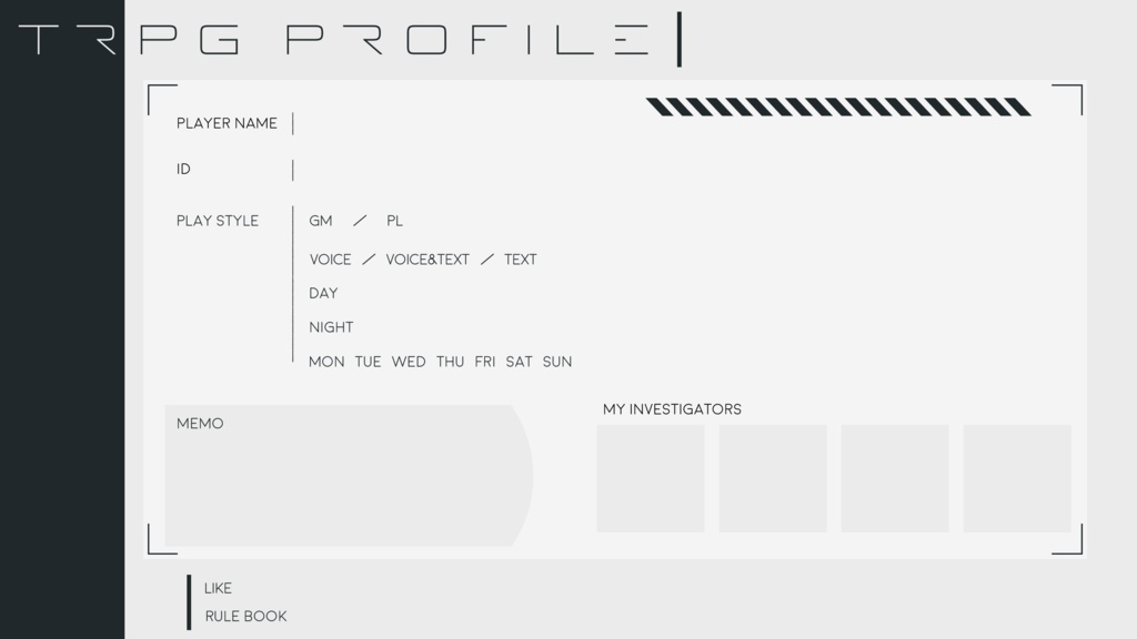 ソシャゲプロフィールカード風テンプレート【TRPG向け】