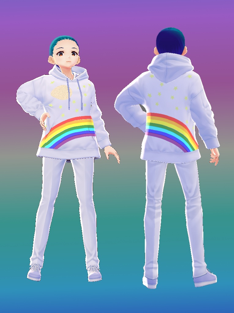 【Vroid用】虹柄パーカーテクスチャセット【無料】