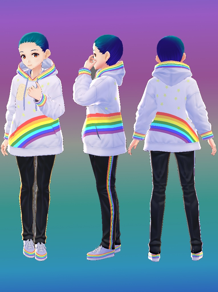 【Vroid用】虹柄パーカーテクスチャセット【無料】