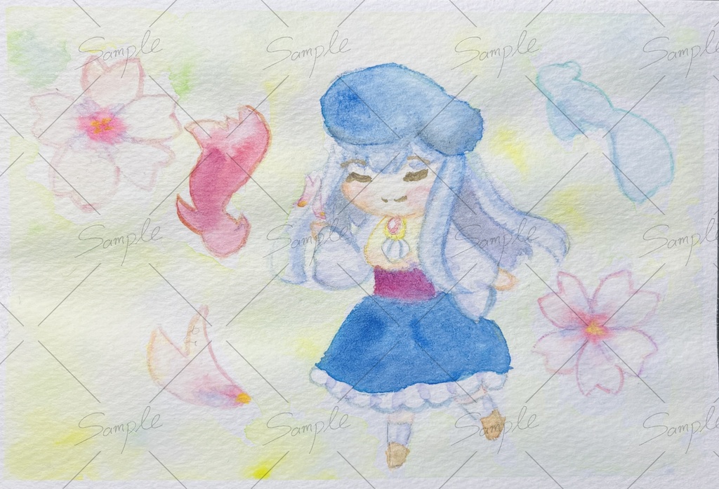 【フレームレス原画】春の足音【ポストカードサイズ】