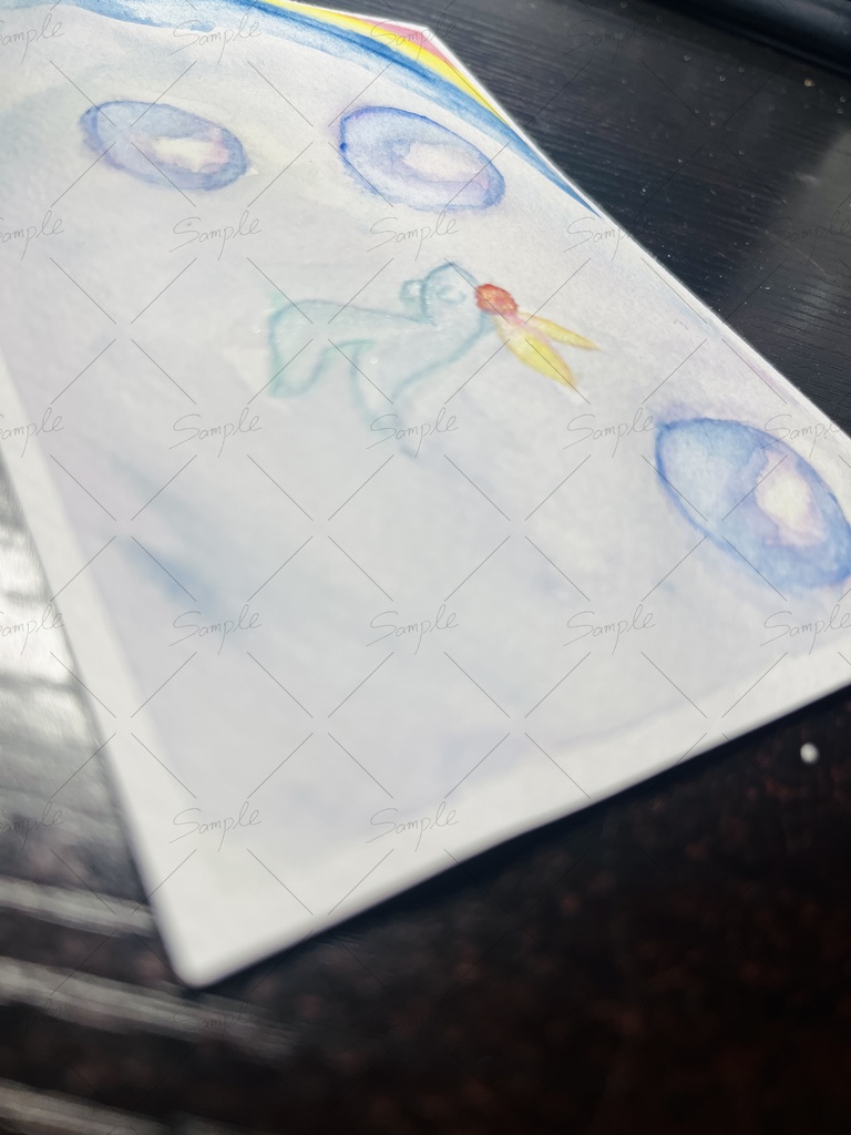 【フレームレス原画】しゃぼんのそら【ポストカードサイズ】