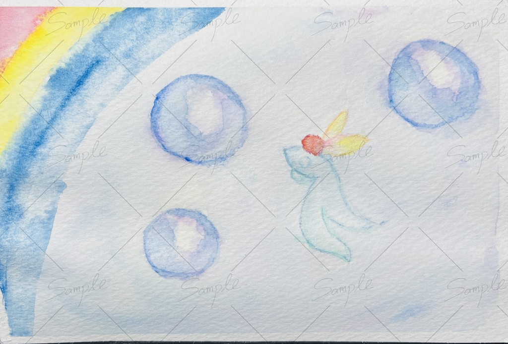 【フレームレス原画】しゃぼんのそら【ポストカードサイズ】