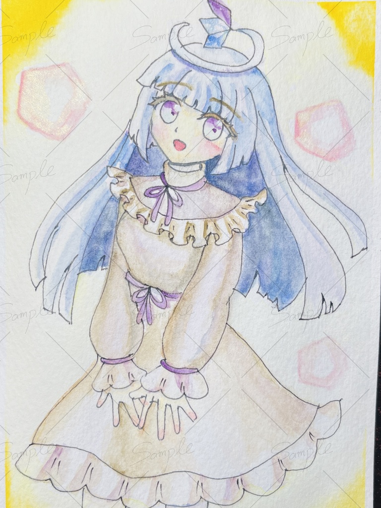 【フレームレス原画】おめかし【ポストカードサイズ】