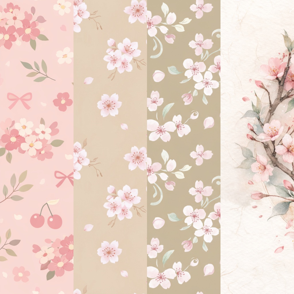 手帳・背景に使える 桜の大人かわいいデジタルペーパー