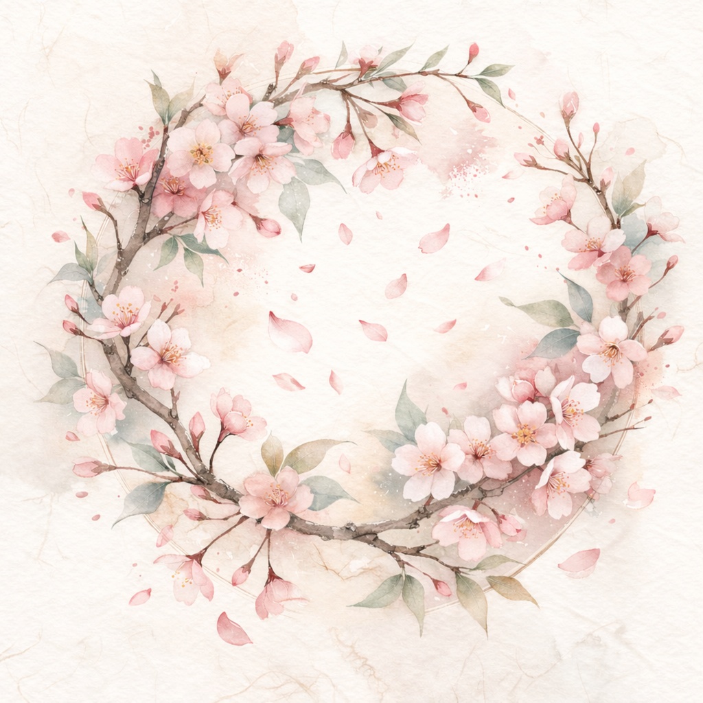 手帳・背景に使える 桜の大人かわいいデジタルペーパー