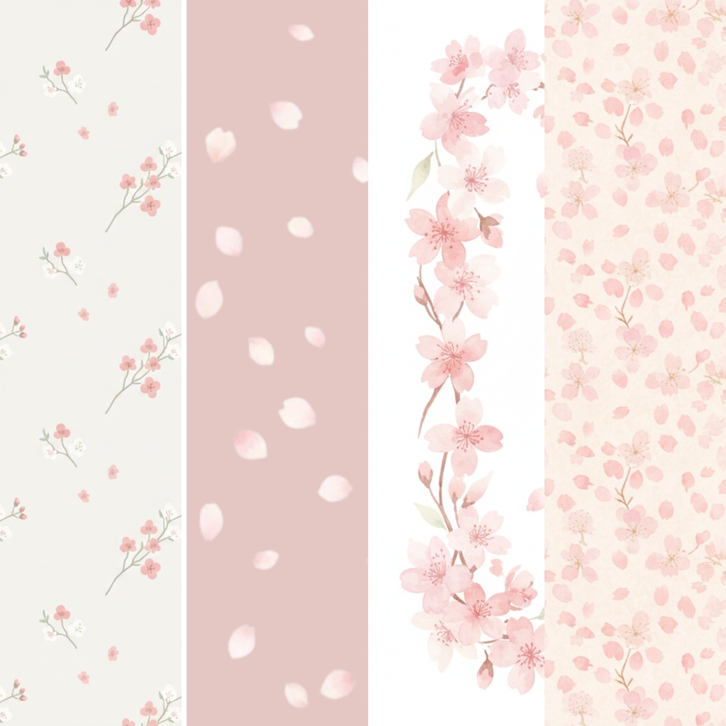 手帳・背景に使える 桜の大人かわいいデジタルペーパー3