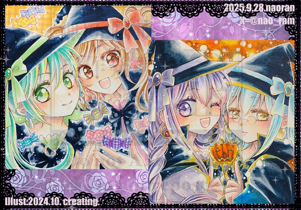 L判カード②「ハロウィン魔法少女4人」