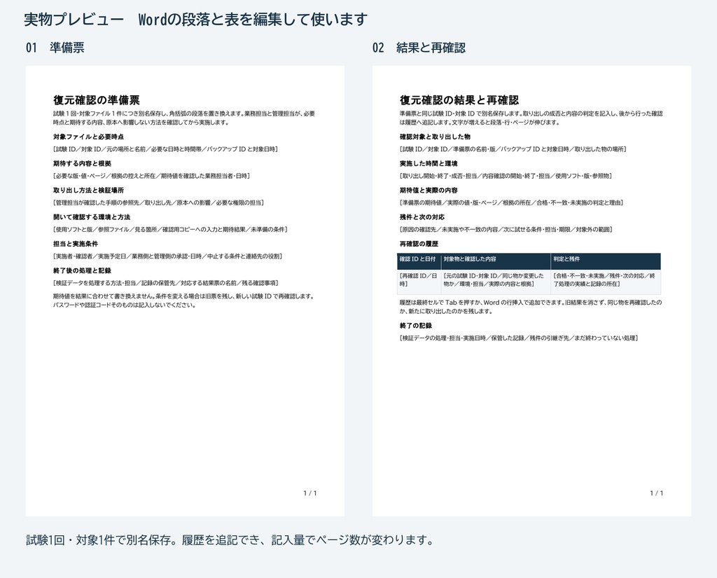 バックアップの復元確認を記録するWordテンプレートとPDFガイド