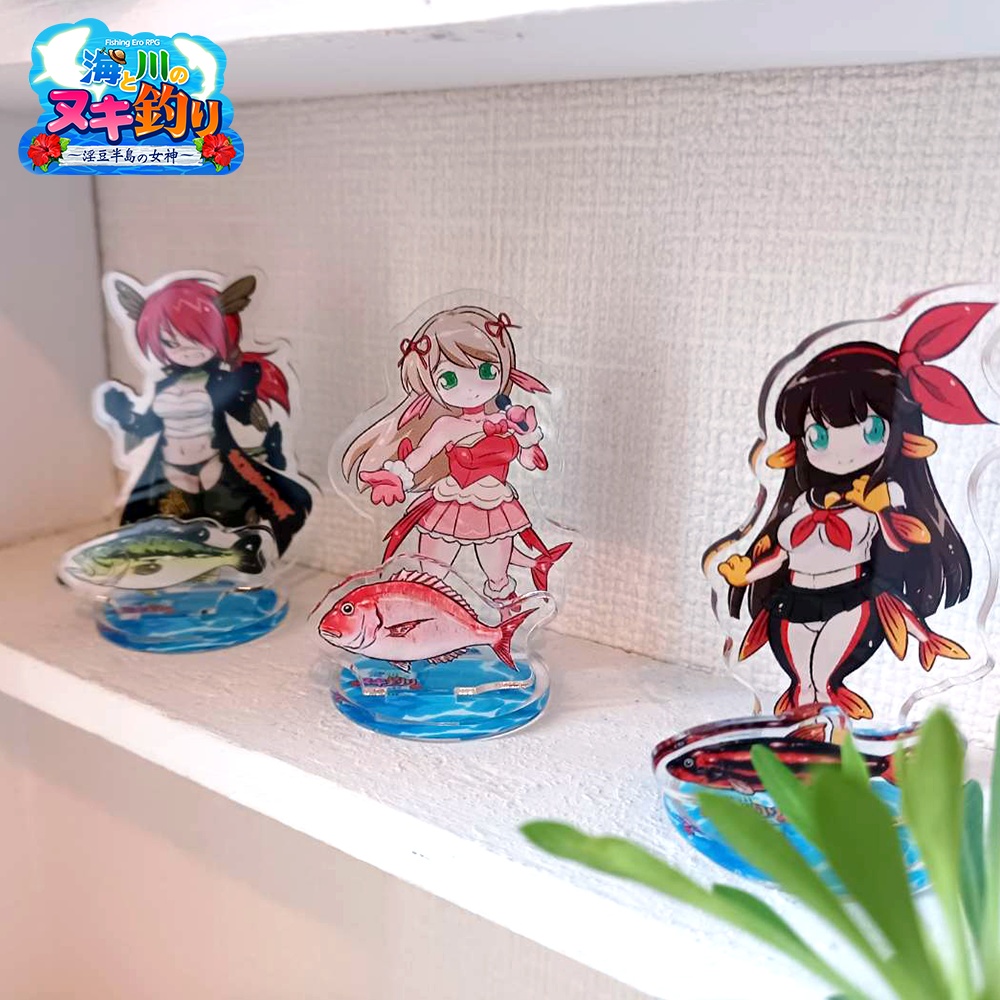 【お得なセット】アクリルフィギュア 「娘魚 3体セット(タイ・ブラックバス・ウグイ)」 海と川のヌキ釣り ~淫豆半島の女神~