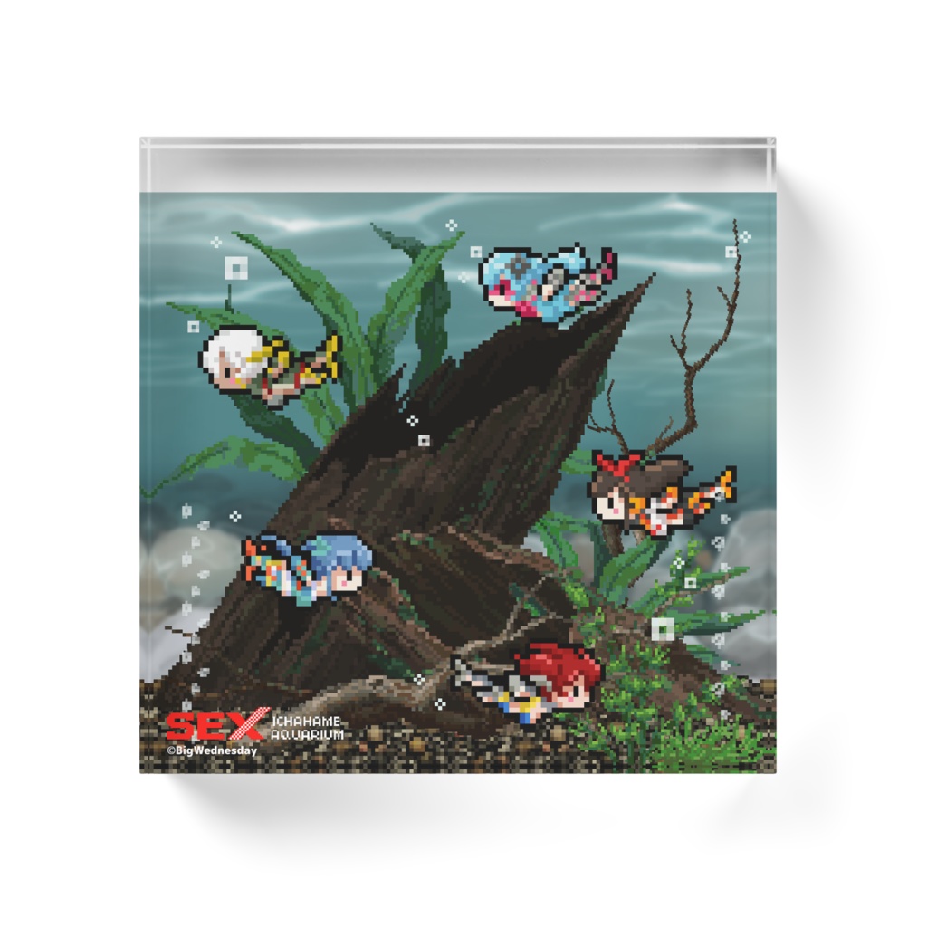 海と川のヌキ釣り~淫豆半島の女神~「アクアリウムコレクション 川の娘魚たち」アクリルブロック