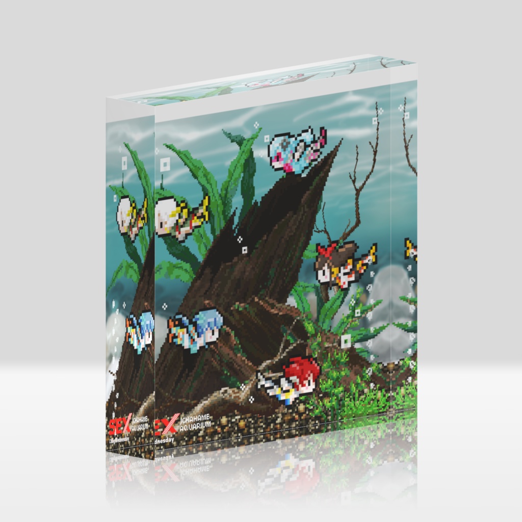 海と川のヌキ釣り~淫豆半島の女神~「アクアリウムコレクション 川の娘魚たち」アクリルブロック