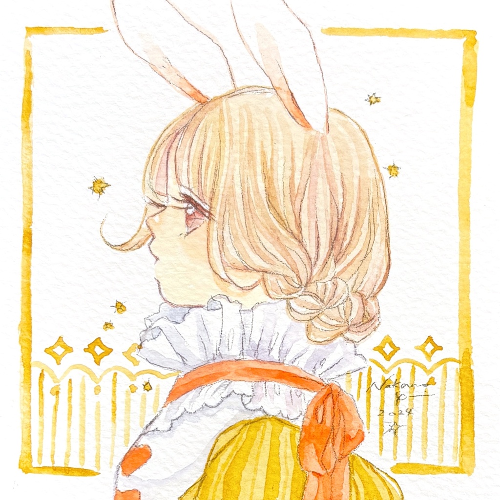 【sold out】ドローイング原画　白うさぎちゃん