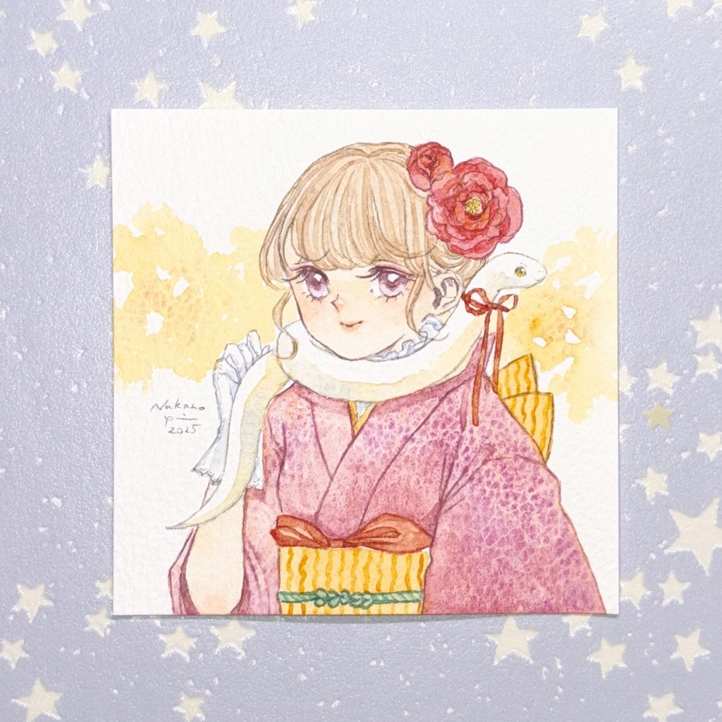 ドローイング原画　へびちゃん（ピンク）
