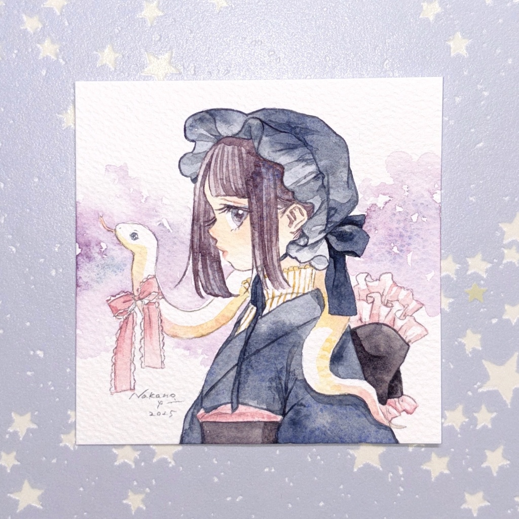 ドローイング原画　へびちゃん（ネイビー）