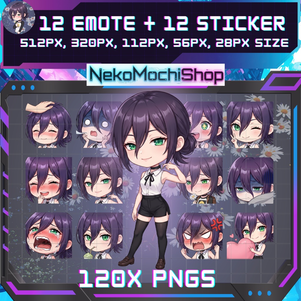 Reze Emotes Stickers, Fan Art Chainsaw man Anime Stickers Emoji (Digital Download)
