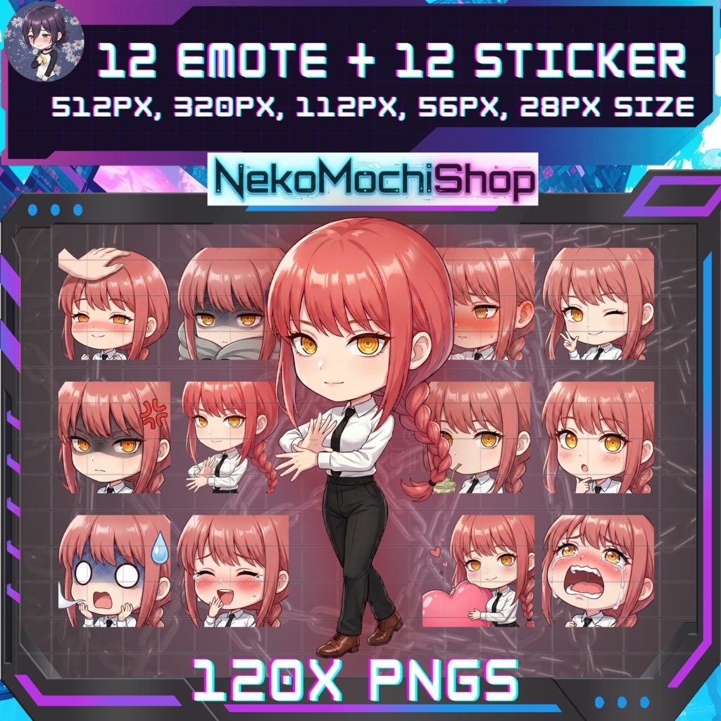 Makima Emotes Sticker, Fan Art Chainsaw Man Anime Stickers Emoji (Digital Download)