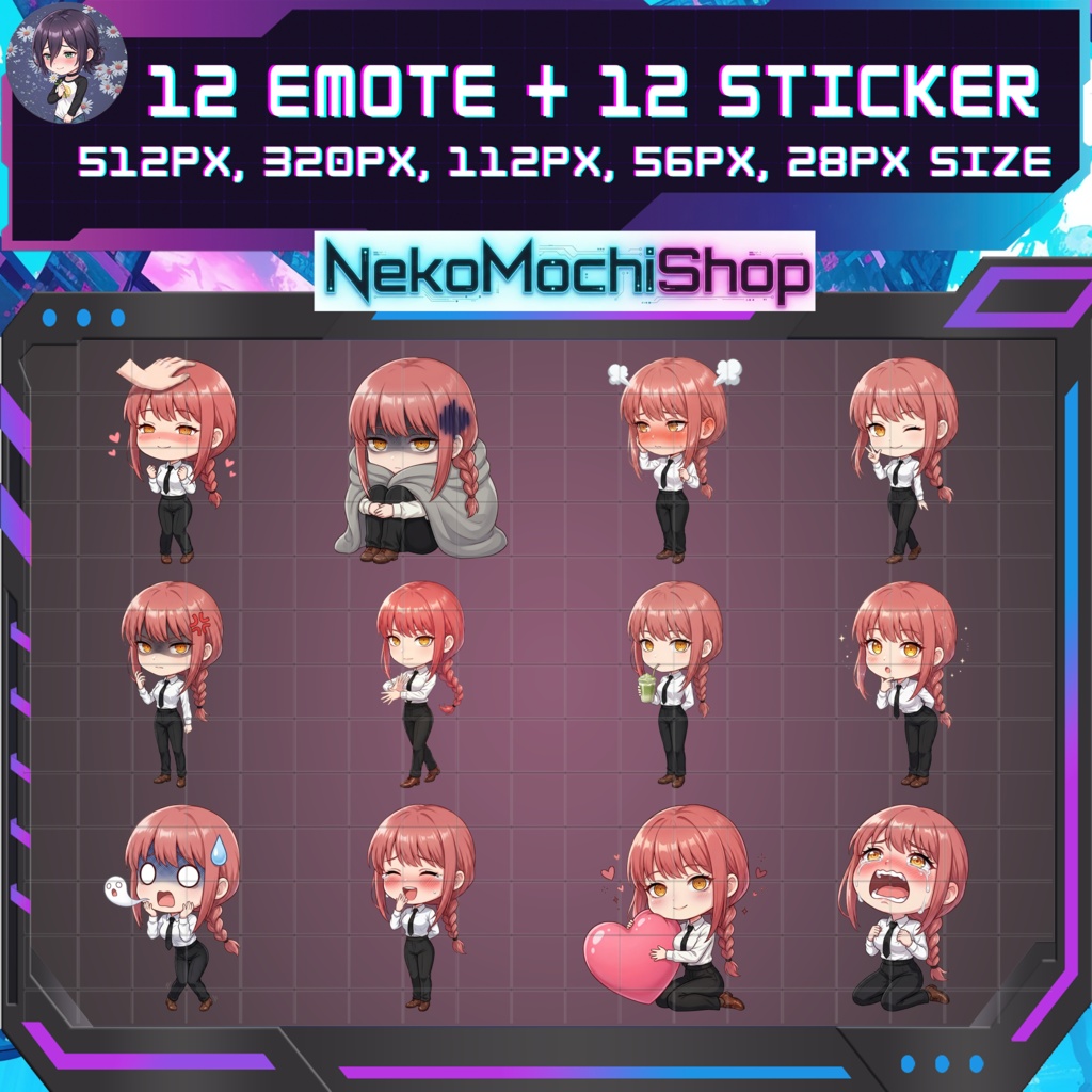 Makima Emotes Sticker, Fan Art Chainsaw Man Anime Stickers Emoji (Digital Download)