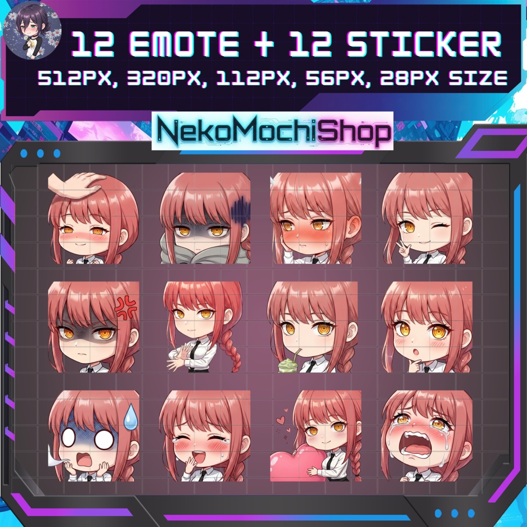 Makima Emotes Sticker, Fan Art Chainsaw Man Anime Stickers Emoji (Digital Download)