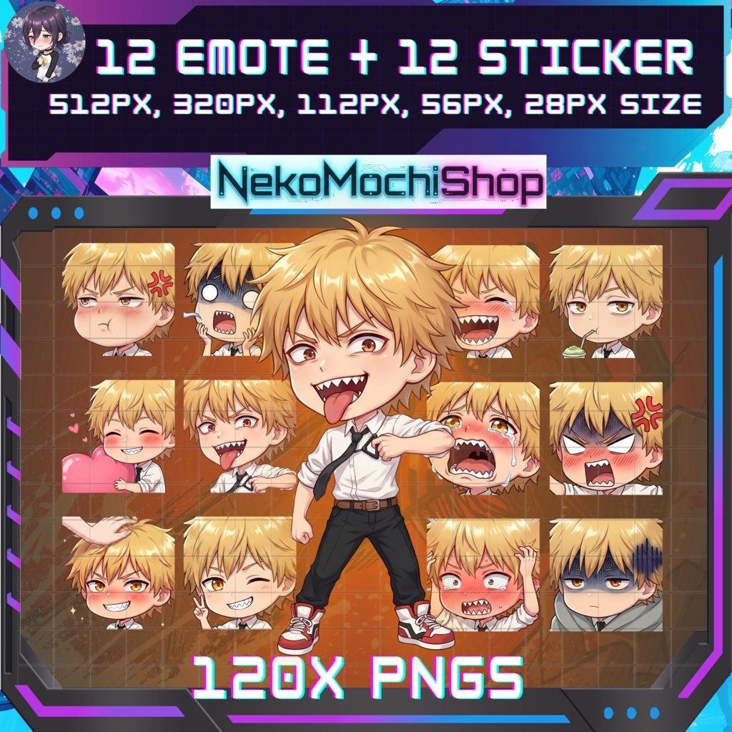 Denji Emotes Stickers, Fan Art Chainsaw man Anime Stickers Emoji (Digital Download)