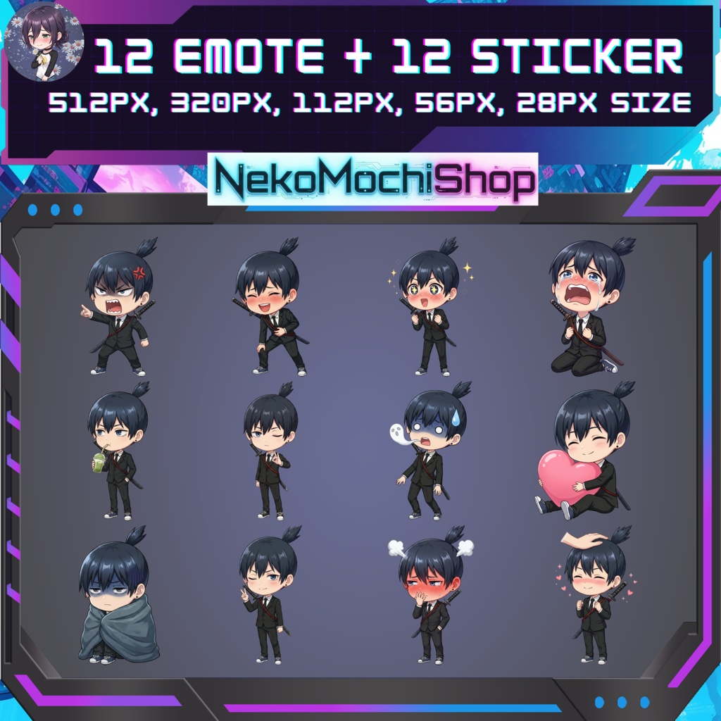 Aki Emotes Stickers, Fan Art Chainsaw man Anime Stickers Emoji (Digital Download)