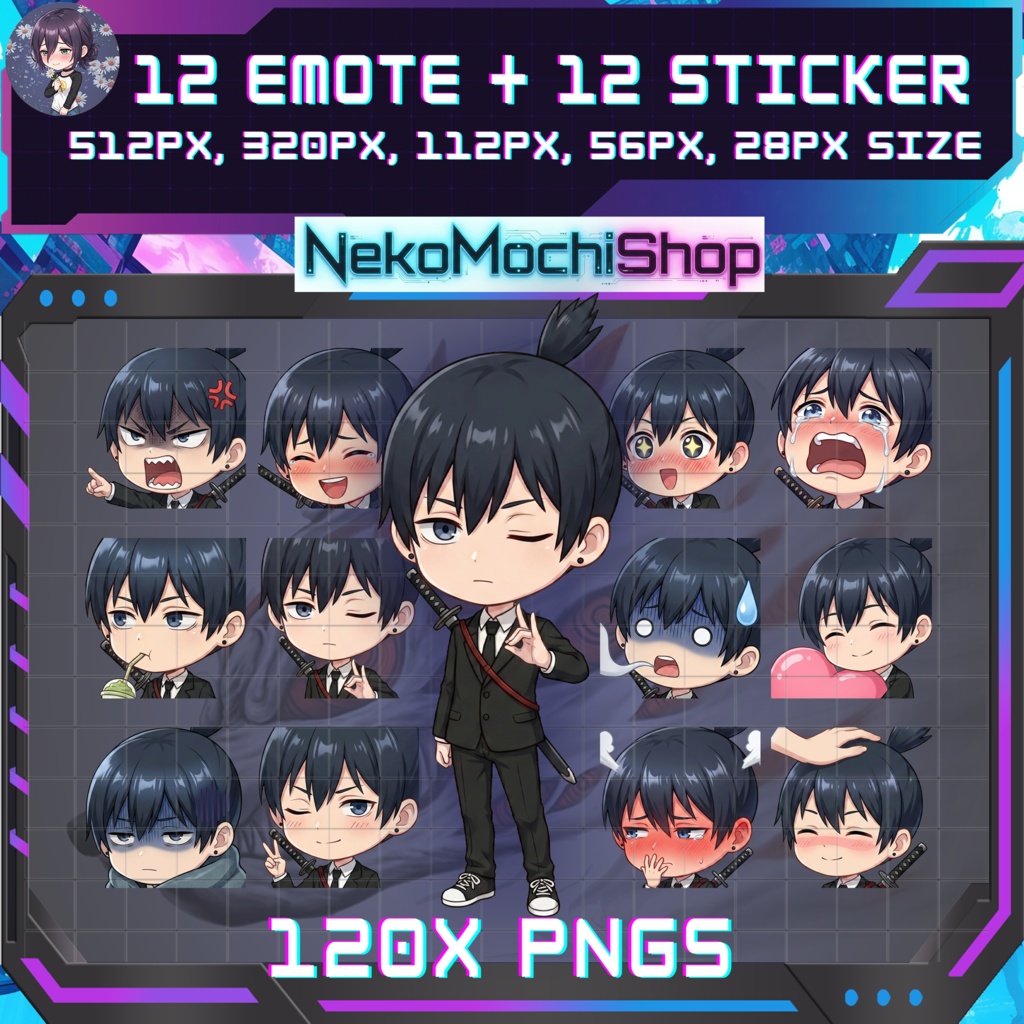 Aki Emotes Stickers, Fan Art Chainsaw man Anime Stickers Emoji (Digital Download)