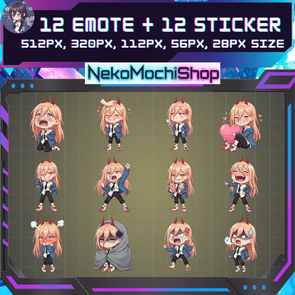 Power Emotes Sticker, Fan Art Chainsaw Man Anime Stickers Emoji (Digital Download)