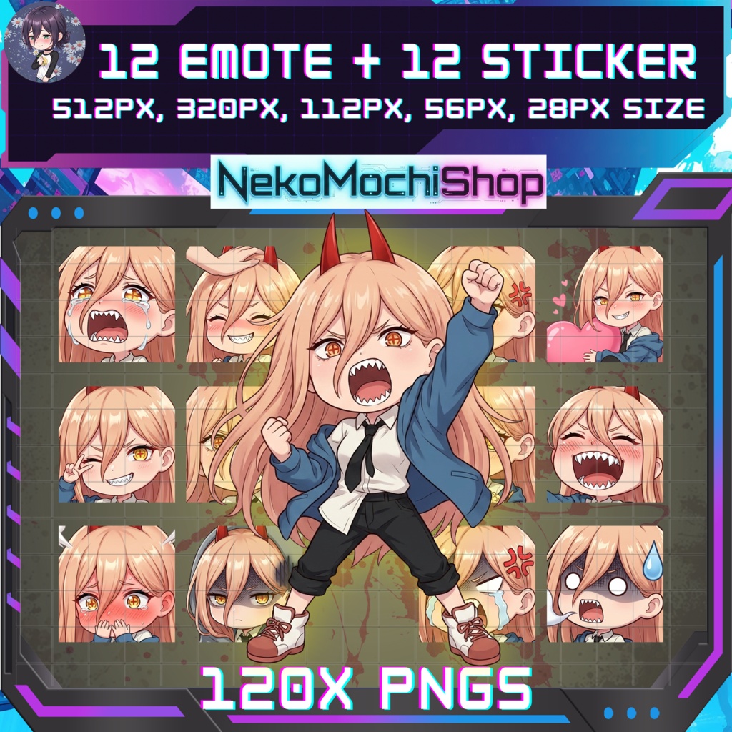 Power Emotes Sticker, Fan Art Chainsaw Man Anime Stickers Emoji (Digital Download)
