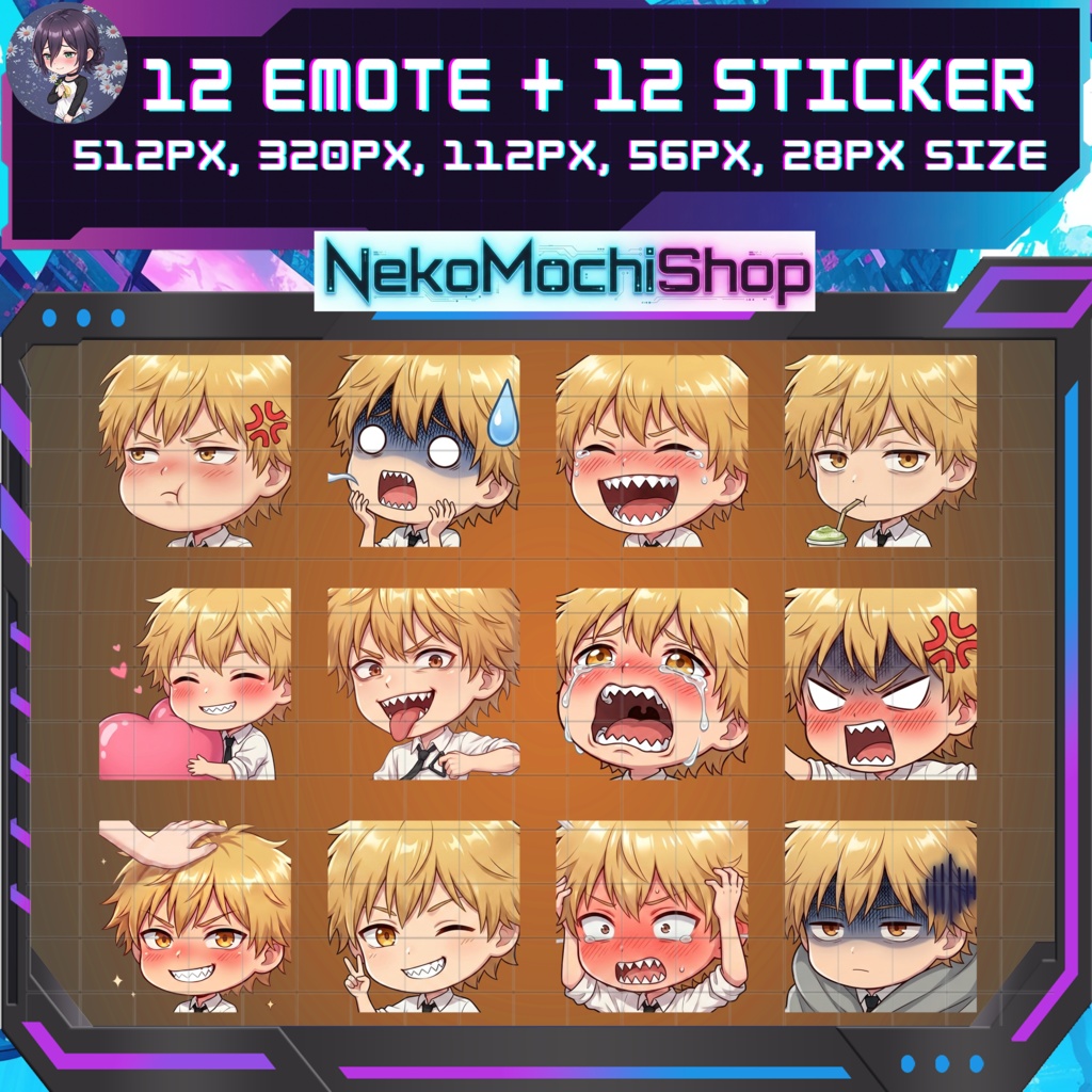 Chainsaw Man Anime Fan Art Stickers Emoji Bundle (Digital Download)