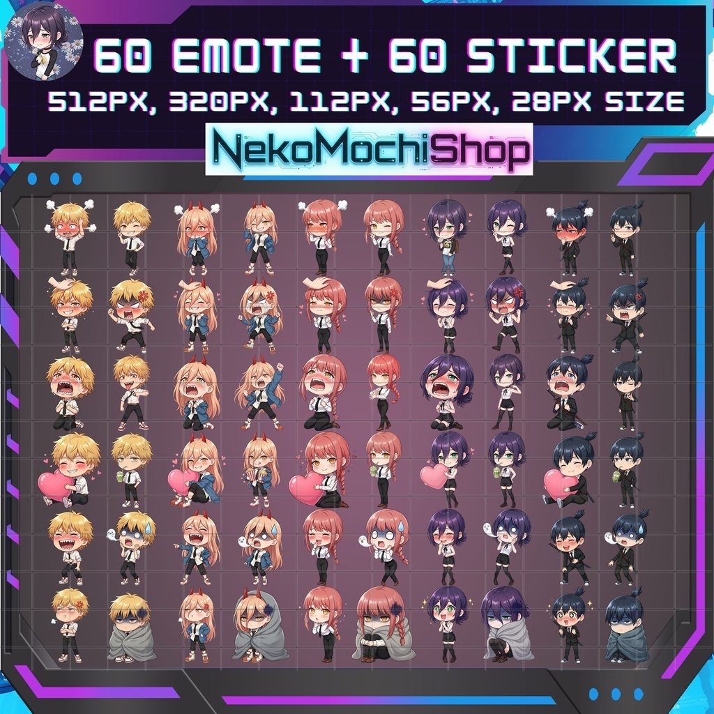 Chainsaw Man Anime Fan Art Stickers Emoji Bundle (Digital Download)