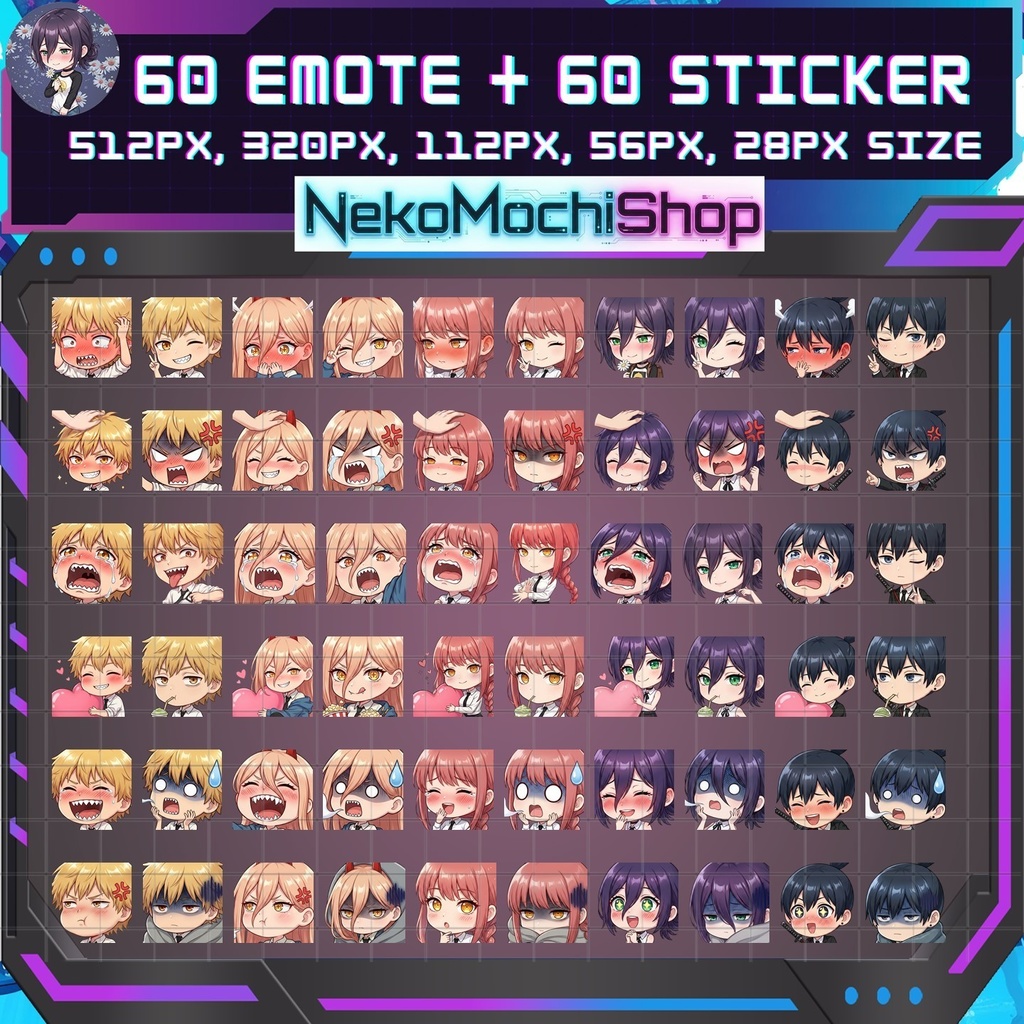 Chainsaw Man Anime Fan Art Stickers Emoji Bundle (Digital Download)