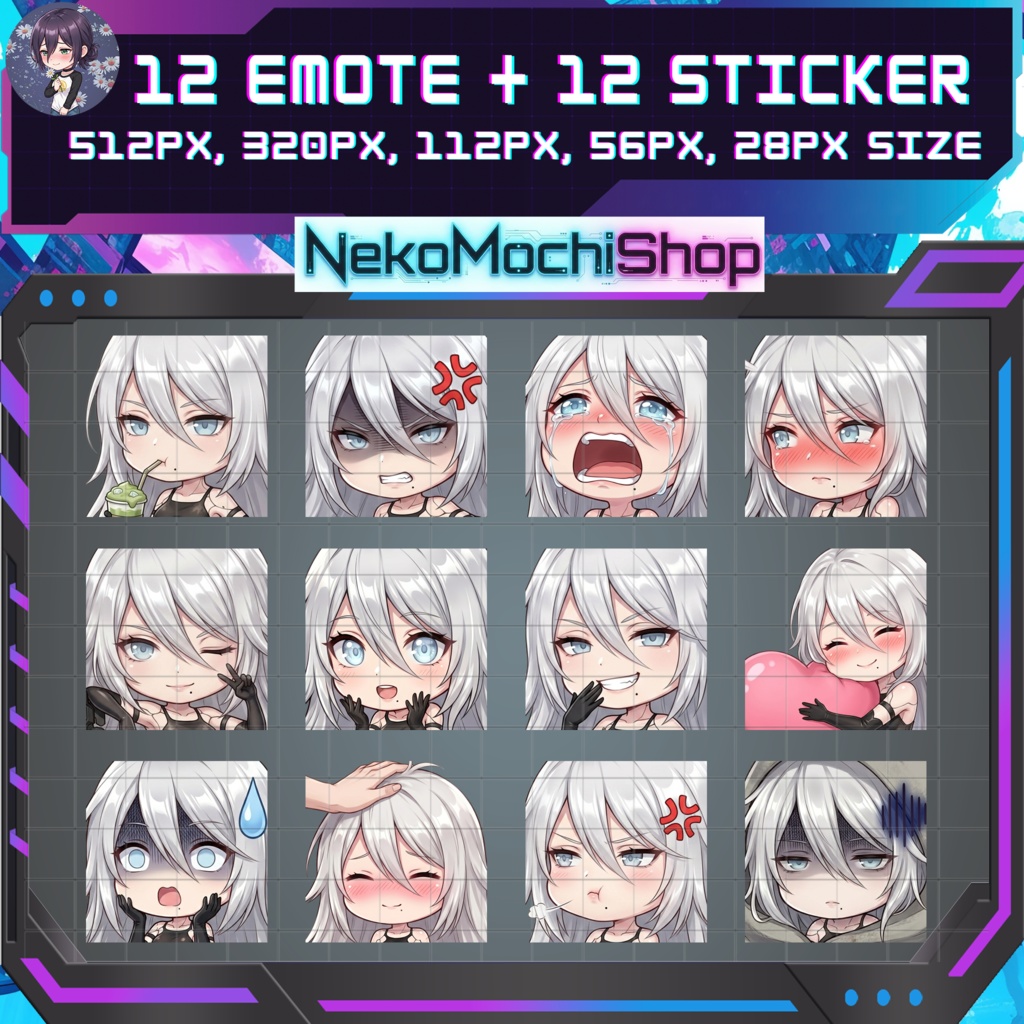 A2 Emotes Stickers, Fan Art Nier Automata Sticker Emoji (Digital Download)