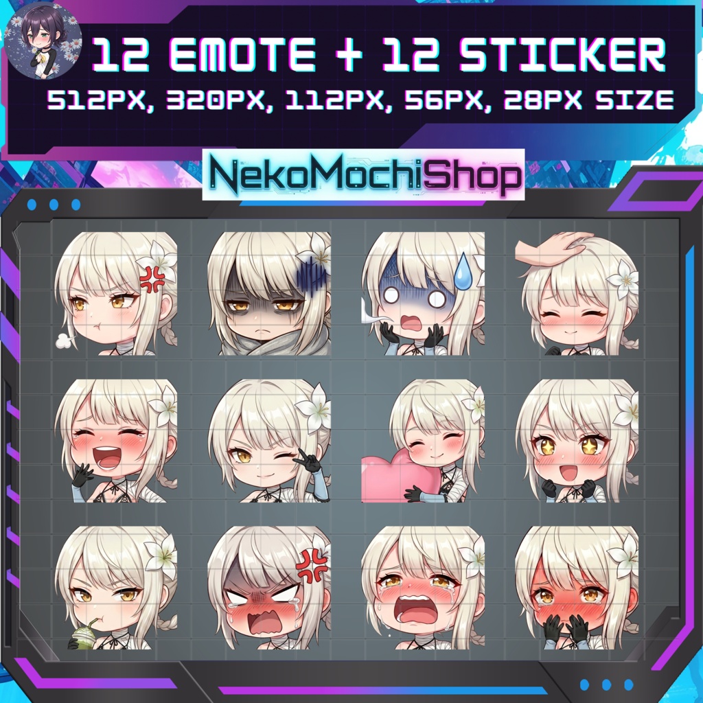 Kaine Emotes Stickers, Fan Art Nier Automata Sticker Emoji (Digital Download)