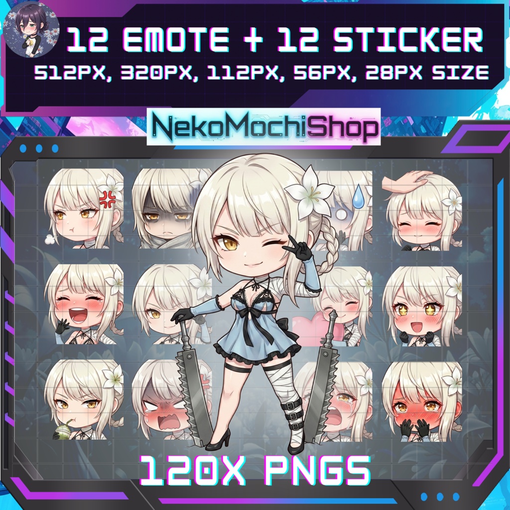Kaine Emotes Stickers, Fan Art Nier Automata Sticker Emoji (Digital Download)